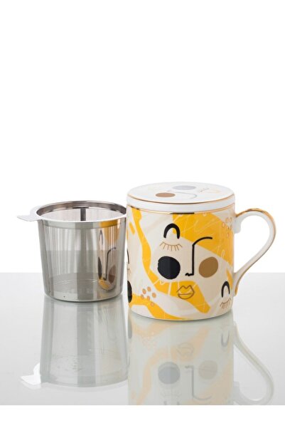 Dania Ceramic mug with bright white porcelain lid