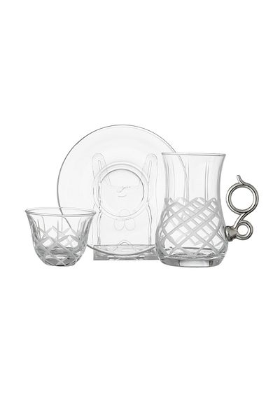 Byblos 18 Pieces Tea And Coffee Set  Turkish Consisting Of 6 Tea Cups + 6 Tea Saucers + 6 Saudi Coffee Cups