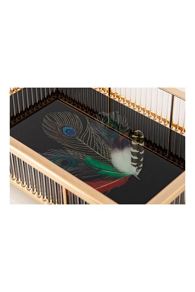 Dania Printed Serving Tray Black/Gold 30 x 18 x 7cm