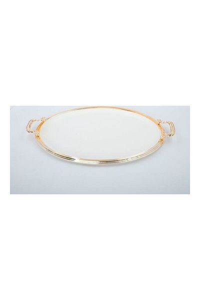 Dania Round Tray Set White/Gold 40x40cm