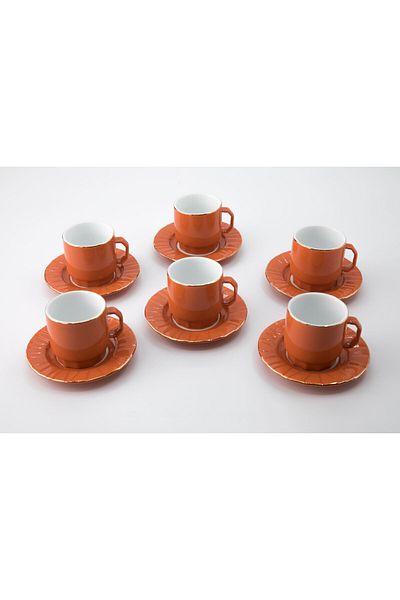 Dania 12-Piece Cup And Saucer Set Orange/White