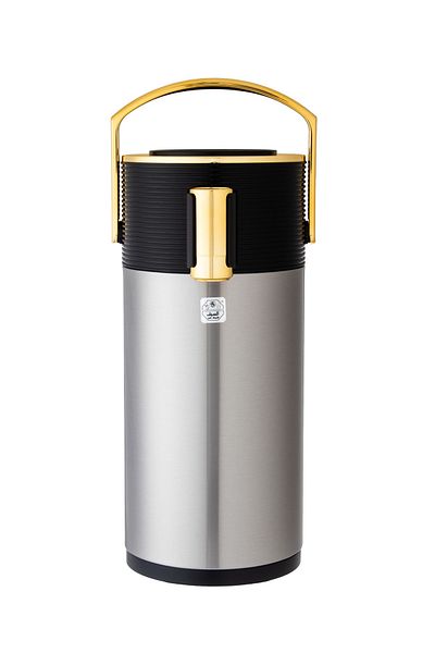 ALSAIF Riva pressure thermos, 1.9 liters, silver color with golden handle