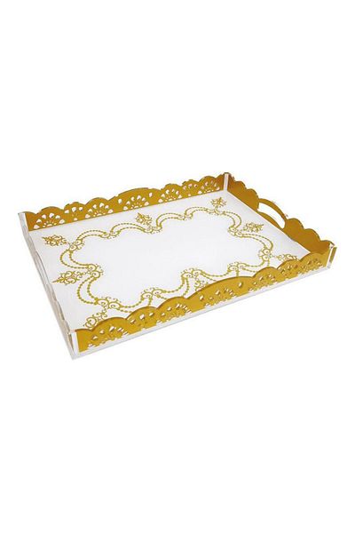 Dania Serving Tray White/Gold 47x33x6cm