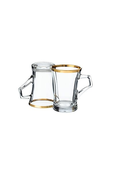 Pasabache A set of Turkish tea cups with a golden line, 6 pieces