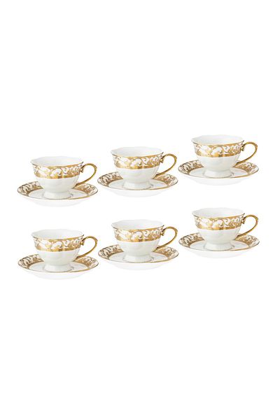 Dania Porcelain tea cup set, 12 pieces, 6 cups + 6 saucers