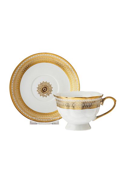Dania Porcelain tea cup set, 12 pieces, 6 cups + 6 saucers