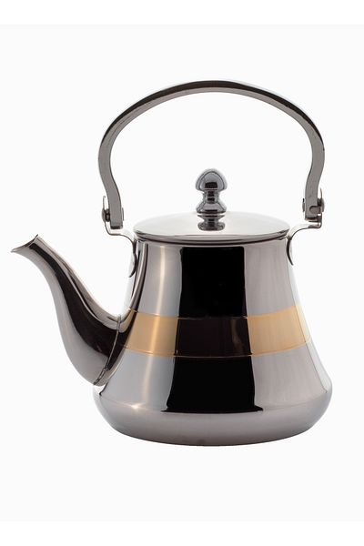 Dania Hanging stainless steel teapot with golden decor, capacity of 0.9 liters