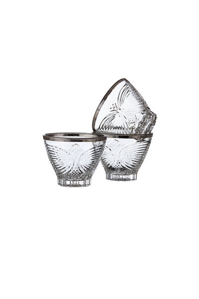 Dania A set of 12 pieces of Saudi glass coffee cups with silver line