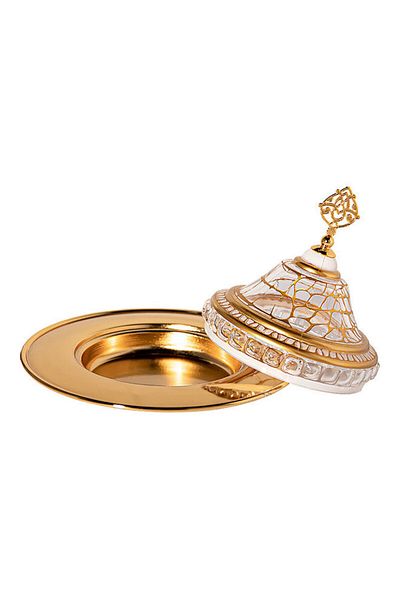 Dania Dates Plate With Lid White/Gold 25x25cm