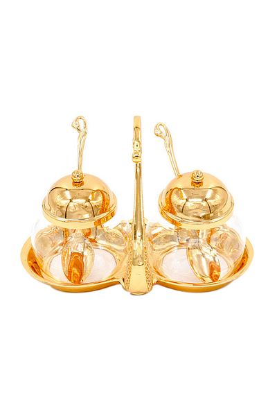Dania 2-Piece Sugar Bowl Set With Stand Gold 5x5x5cm