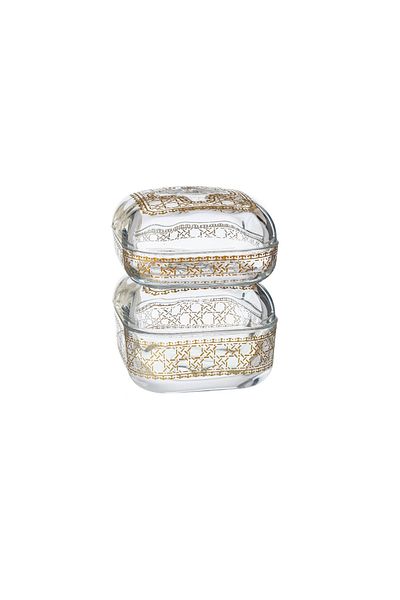 Byblos A set of 2 canisters with a laser-cut glass lid for cheese and butter and  multi-use
