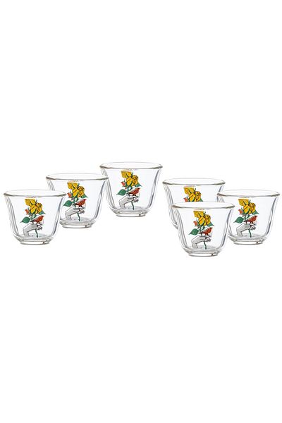 Luminarc A Set of  6 cups Saudi Glass Coffee Cups With Modern Graphics Consisting