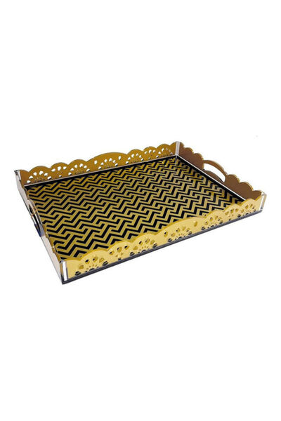 Dania Serving Tray Black/Gold 47x33x6cm
