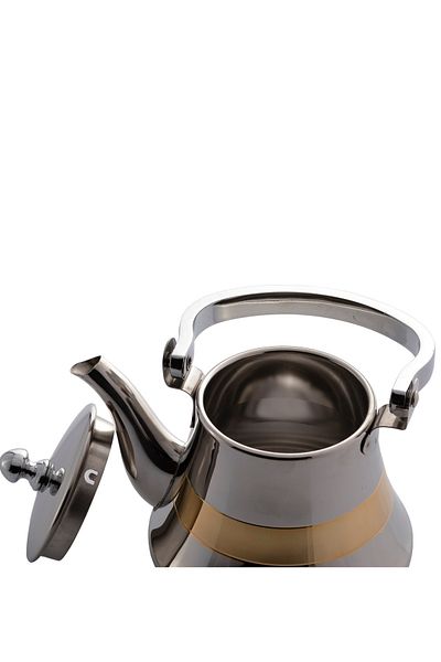 Dania Hanging stainless steel teapot with golden decor, capacity of 0.9 liters
