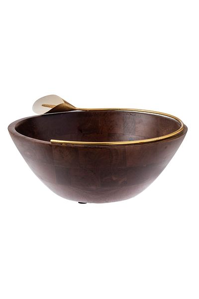 Dania Wooden bowl with golden lily decoration for multi use
