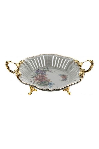 Dania Steel Candy Serving Dish White/Gold 30x30x12cm