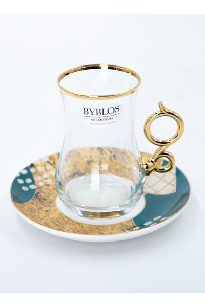 Byblos 18-Piece Tea & Coffee Cups Set Green/Yellow/White 6x Tea Cups (150 ml), 6x Coffee Cups, 6x Saucers