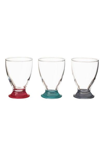 Paşabahçe 3 Piece Glass Cups With A Colored Base Clear 195ml