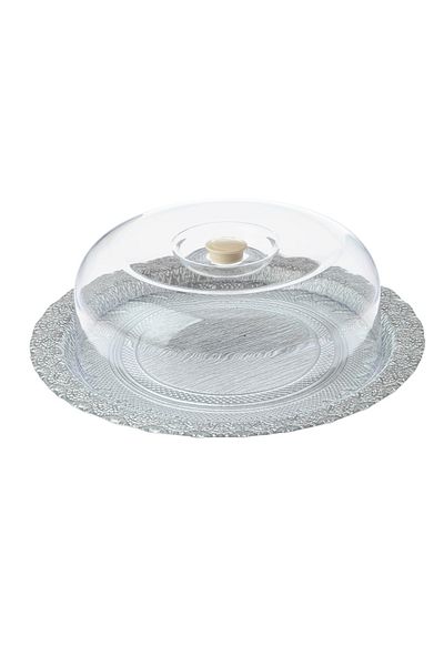 Dania Cake plate glass with plastic cover 30 cm