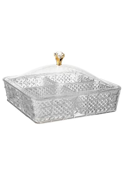 Dania Acrylic sweets and nuts box with golden decor