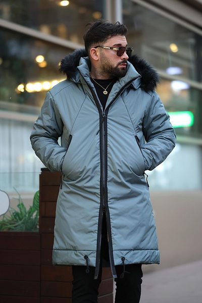 MİS MODA Men's Hooded Filled Coat