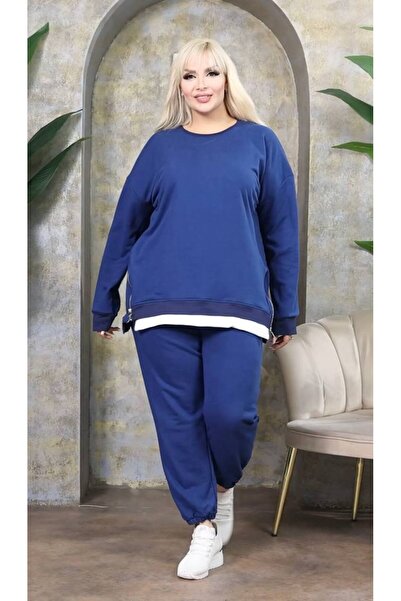 garajmood Women's Plus Size Side Zipper Detailed Tracksuit Set