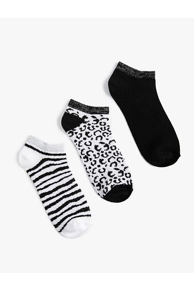Koton Zebra Patterned 3-piece Booties Socks Set - Multicolored