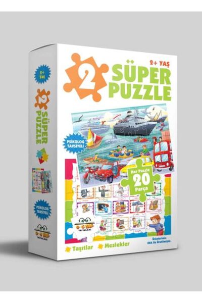 0-6 Yaş Yayınları 2 Super Puzzle - Vehicles - Professions Ages 2+