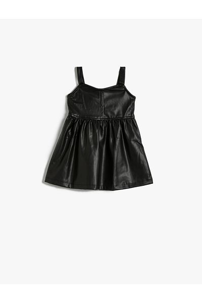 Koton Δερμάτινο φόρεμα Gilet look με χοντρές τιράντες