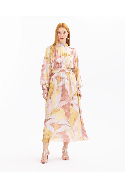 SEÇİLSTORE Desenli Uzun Kol Elbise