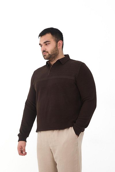 Maccali Men's Print Large Size Plain Oversized Brown Polo Neck T-Shirt