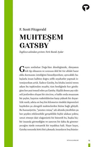 Turkuvaz Kitap Muhteşem Gatsby