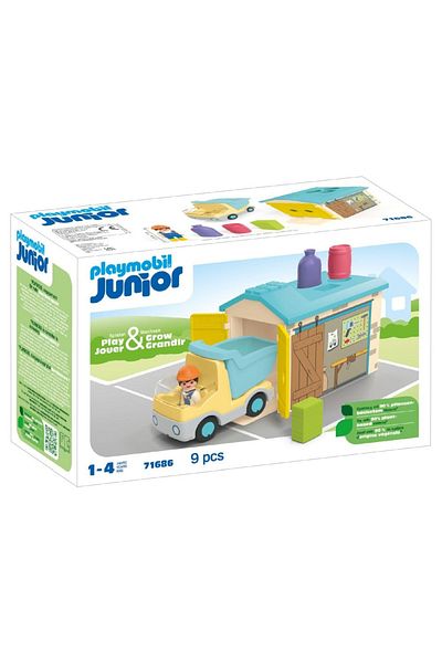 Playmobil Junior - Camion cu garaj de sortare
