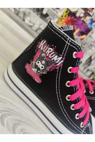 ELİTE STEP Pantofi sport negri cu imprimeu Kuromi Smile pentru copii