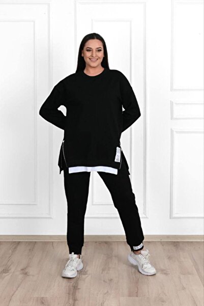 garajmood Women's Plus Size Side Zipper Detailed Tracksuit Set