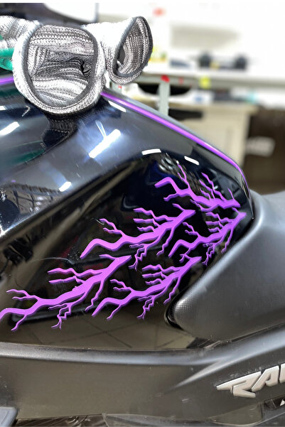 Banxtre Motor-Kask için Oracal Mor Renk Yıldırım Şimşek Sticker Etiket (5'li ...