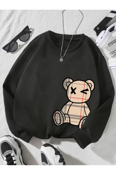 Guillermo سويت شيرت عصري مريح مطبوع عليه دب كرتوني للأطفال الصغار الأنيقين