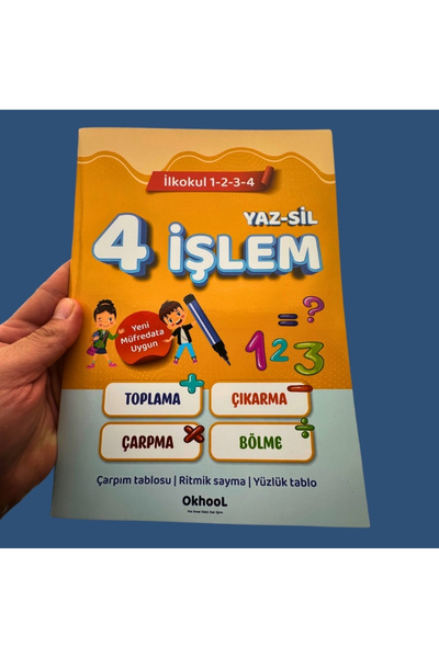 Okhool Yaz Sil 4 İşlem ve Çarpım Tablosu Alıştırma Kitabı