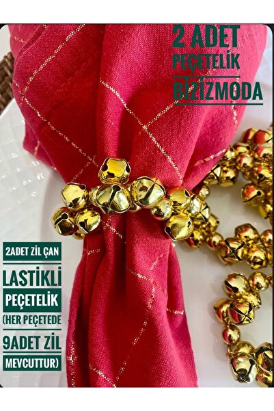 bizizmoda Yılbaşı Masa Süsleme Dekoratif Peçete Yüzüğü Peçete Halkası 2 Kişilik