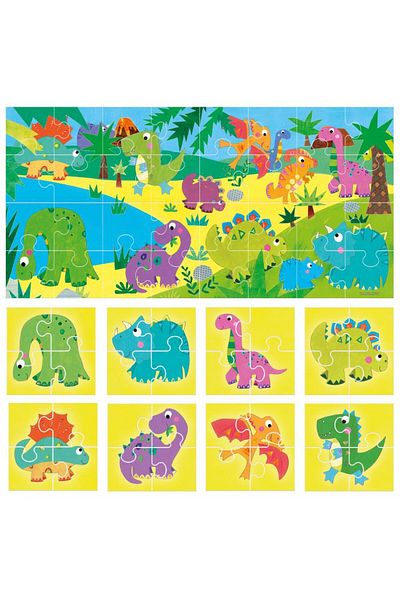 Headu Teacher Tested - 8 si 1 Puzzle Dinozauri