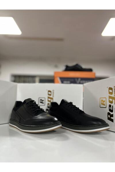 Rego 1760 Black-Khaki Genuine Leather Men's Shoes