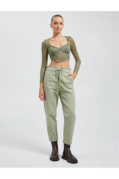 Koton Carrot Trousers Elastic Waist Tie Cotton Pocket