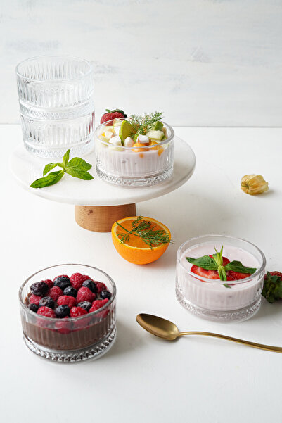 Vienev 6 Pieces of Dessert and Snack Glass Bowl Presentation Set 180 ml