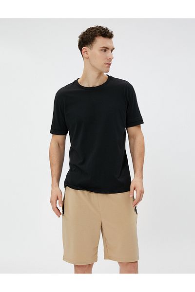 Koton Bermuda Shorts Slogan Printed, Lace Waist, Zipper Pocket, Slim Fit