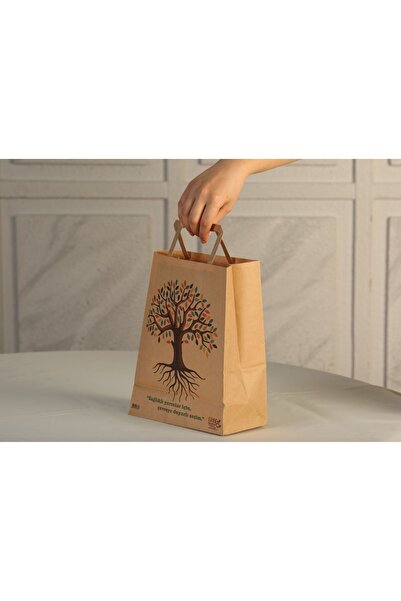 ÇABUKLAR Kraft Çanta Kahverengi (22X10X27 CM) - 50 Adet
