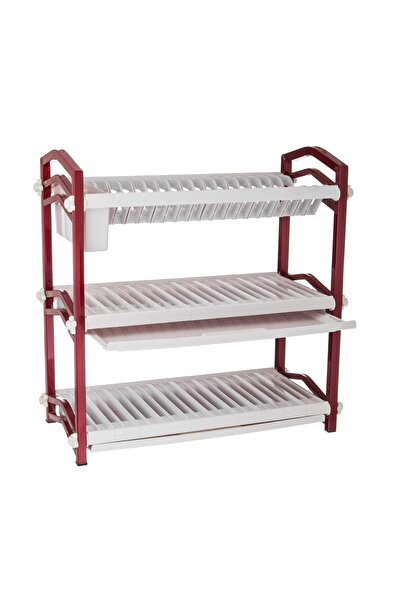 Dania رف أطباق بلاستيكي ومعدني بثلاثة رفوف 55x19x29 سم