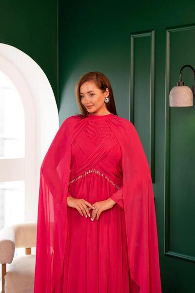 YAFA CLOTHING & ACCESSORIES Φούξια φόρεμα σιφόν