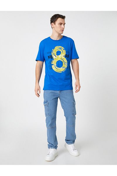 Koton Κολεγιακό T-Shirt με στάμπα με λαιμόκοψη κοντό μανίκι