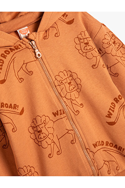 Koton Mikina s kapucňou z bavlny s potlačou a dlhým rukávom na zips