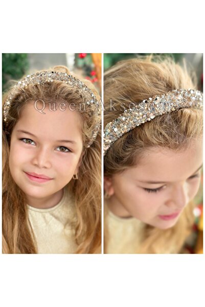 Queen Nelly coroană de lux cu strasuri strălucitoare, paiete, coroană de lux pentru femei și copii, cu burete bombat, auriu, argintiu, colorat